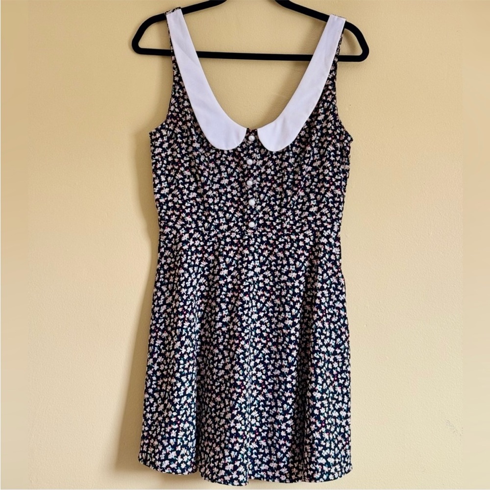 Solemio Floral Dress w/ White Peter Pan Collar